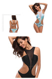 High Waist Mesh Bikini Swimsuit - Sexy One - Piece for Women - Aqova