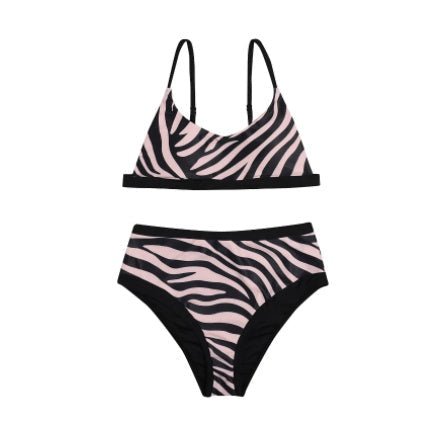 High Waist Printed Bikini Swimsuit - Stylish Sleeveless Swimwear for Women - Aqova