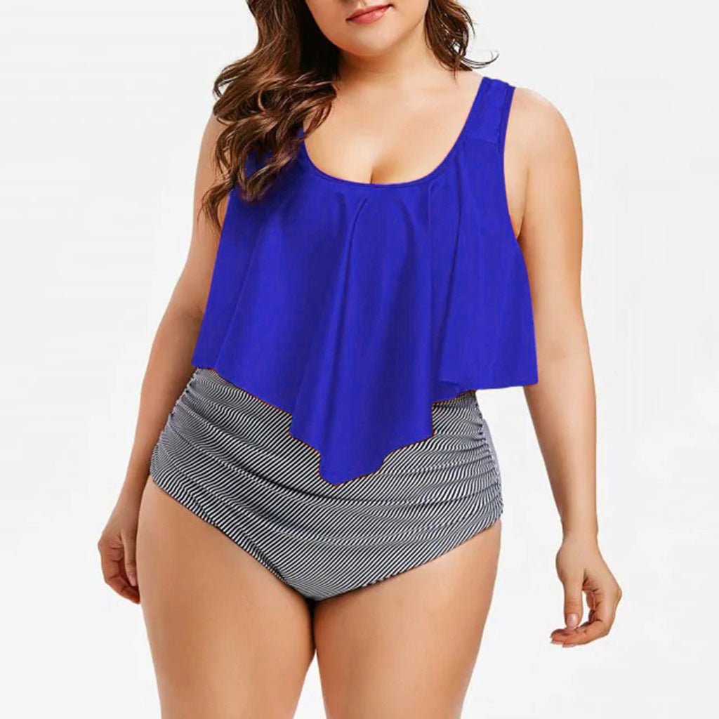 High Waist Ruffle Print Swimwear - Aqova