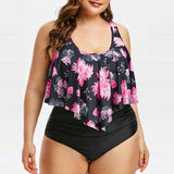 High Waist Ruffle Print Swimwear - Aqova