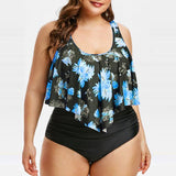 High Waist Ruffle Print Swimwear - Aqova