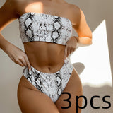 High Waist Snake Print Bikini - Stylish Bandeau Swimwear for Women - Aqova