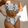 High Waist Snake Print Bikini - Stylish Bandeau Swimwear for Women - Aqova