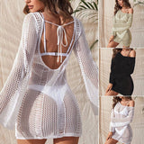 Hollow Backless Long Sleeve Bikini Blouse - Stylish Swimwear for Women - Aqova