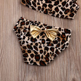 Hot Kids Baby Girls Pcs Swimwear Leopard Print One Shoulder - Aqova
