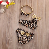 Hot Kids Baby Girls Pcs Swimwear Leopard Print One Shoulder - Aqova