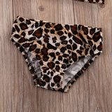 Hot Kids Baby Girls Pcs Swimwear Leopard Print One Shoulder - Aqova