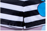 Korean Cartoon Striped Swimsuit - Whale Print, High Flexibility Swimwear - Aqova