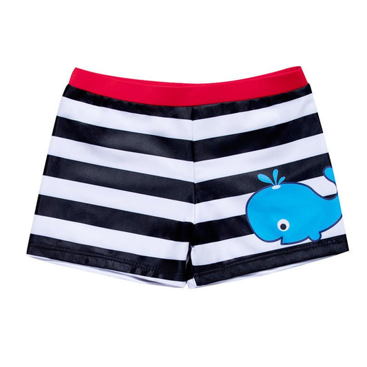 Korean Cartoon Striped Swimsuit - Whale Print, High Flexibility Swimwear - Aqova