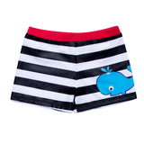 Korean Cartoon Striped Swimsuit - Whale Print, High Flexibility Swimwear - Aqova