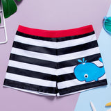 Korean Cartoon Striped Swimsuit - Whale Print, High Flexibility Swimwear - Aqova