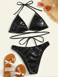 Lace - up Swimsuit Bikini Two - piece Set - Aqova