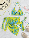 Ladies Backless Beach Bikini Set - Stylish Halter Three - Piece Swimwear - Aqova