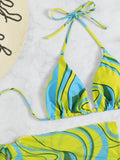 Ladies Backless Beach Bikini Set - Stylish Halter Three - Piece Swimwear - Aqova