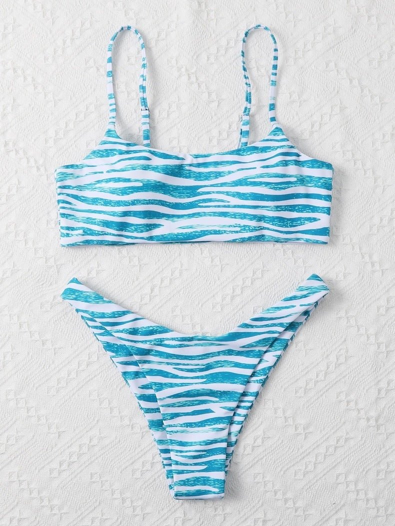 Ladies Fashion Two Piece Bikini - Stylish Stripes for Summer Fun - Aqova