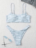 Ladies Fashion Two Piece Bikini - Stylish Stripes for Summer Fun - Aqova