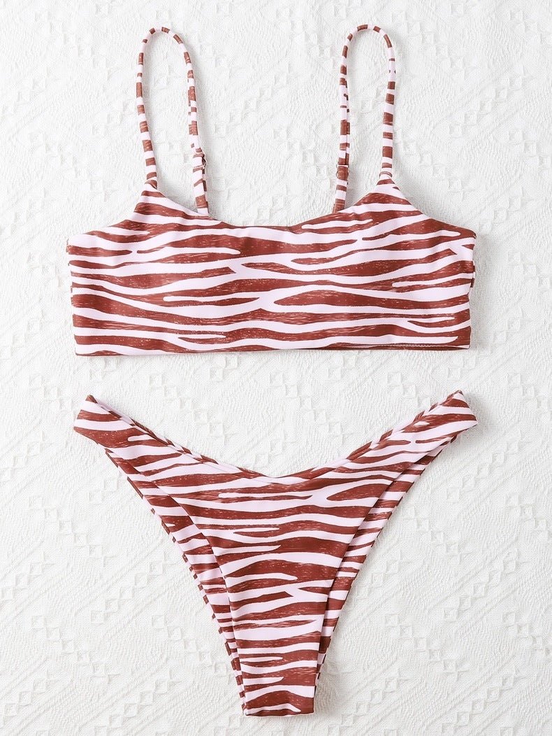 Ladies Fashion Two Piece Bikini - Stylish Stripes for Summer Fun - Aqova