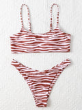 Ladies Fashion Two Piece Bikini - Stylish Stripes for Summer Fun - Aqova