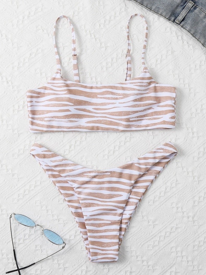 Ladies Fashion Two Piece Bikini - Stylish Stripes for Summer Fun - Aqova
