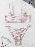 Ladies Fashion Two Piece Bikini - Stylish Stripes for Summer Fun - Aqova