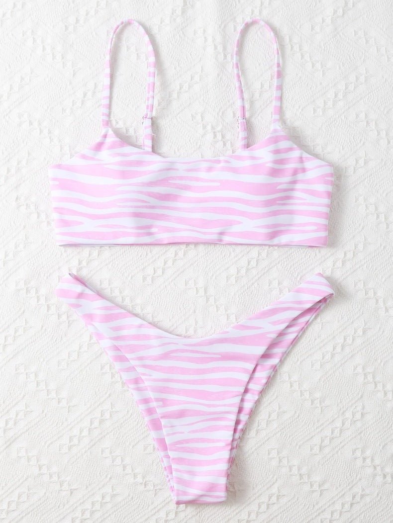 Ladies Fashion Two Piece Bikini - Stylish Stripes for Summer Fun - Aqova
