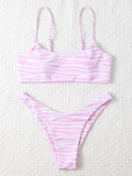 Ladies Fashion Two Piece Bikini - Stylish Stripes for Summer Fun - Aqova