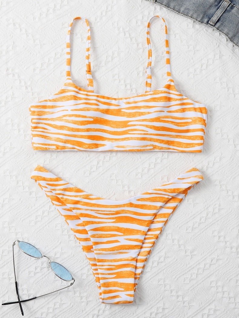 Ladies Fashion Two Piece Bikini - Stylish Stripes for Summer Fun - Aqova