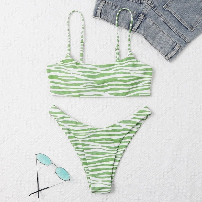 Ladies Fashion Two Piece Bikini - Stylish Stripes for Summer Fun - Aqova