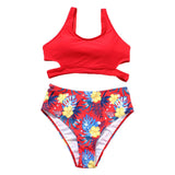 Ladies High Waist Backless Bikini - Stylish Solid Color Swimsuit - Aqova