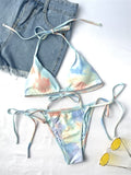 Ladies Tie - Dye Split Swimsuit - Sexy Two Piece Swimwear Set - Aqova