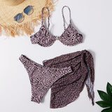 Leopard Print Skirt Three - Piece Swimsuit - Aqova