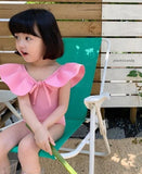 Lotus Leaf Open Back One - Piece Swimsuit for Girls - Comfortable Swimwear - Aqova