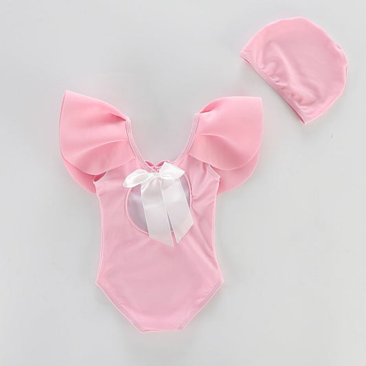 Lotus Leaf Open Back One - Piece Swimsuit for Girls - Comfortable Swimwear - Aqova