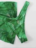 Marble Printed Bikini Set - 3pcs Summer Swimwear in Vibrant Colors - Aqova