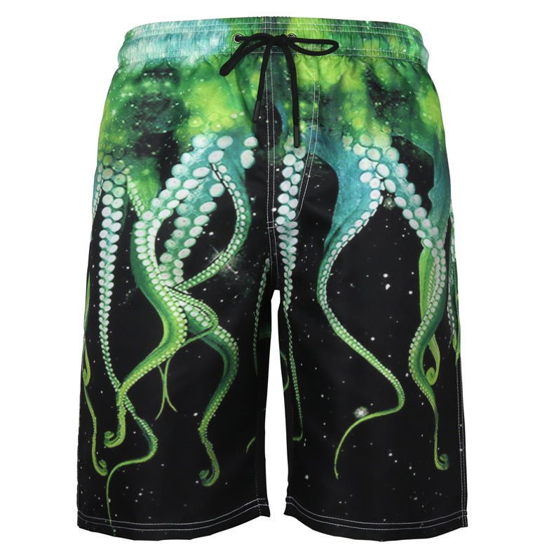 Men's Casual Beach Shorts - Octopus Print Plus Size Swimwear - Aqova