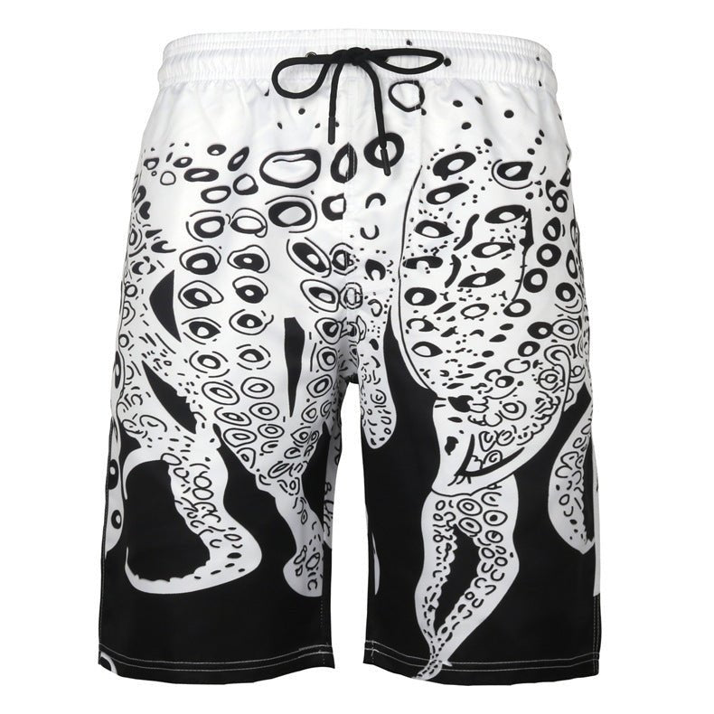 Men's Casual Beach Shorts - Octopus Print Plus Size Swimwear - Aqova