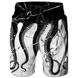 Men's Casual Beach Shorts - Octopus Print Plus Size Swimwear - Aqova