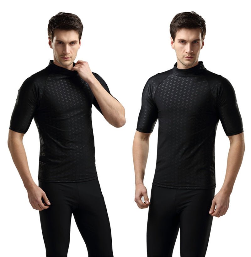 Men's Quick - Drying Snorkeling Swimsuit - Leopard Print Short Sleeve - Aqova