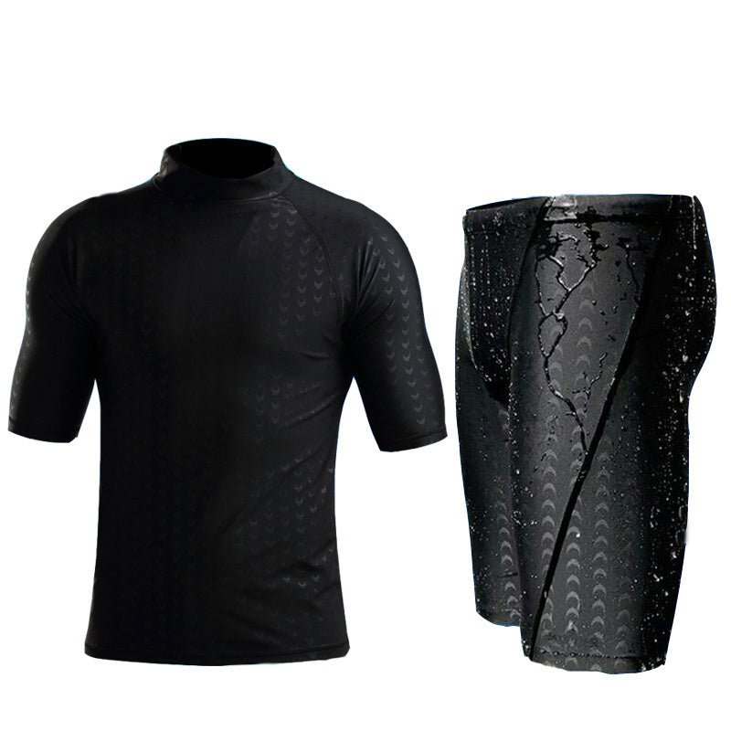 Men's Quick - Drying Snorkeling Swimsuit - Leopard Print Short Sleeve - Aqova
