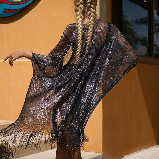 Mesh Gold Silver Beach Cover - Stylish Sun Protection Swimwear - Aqova
