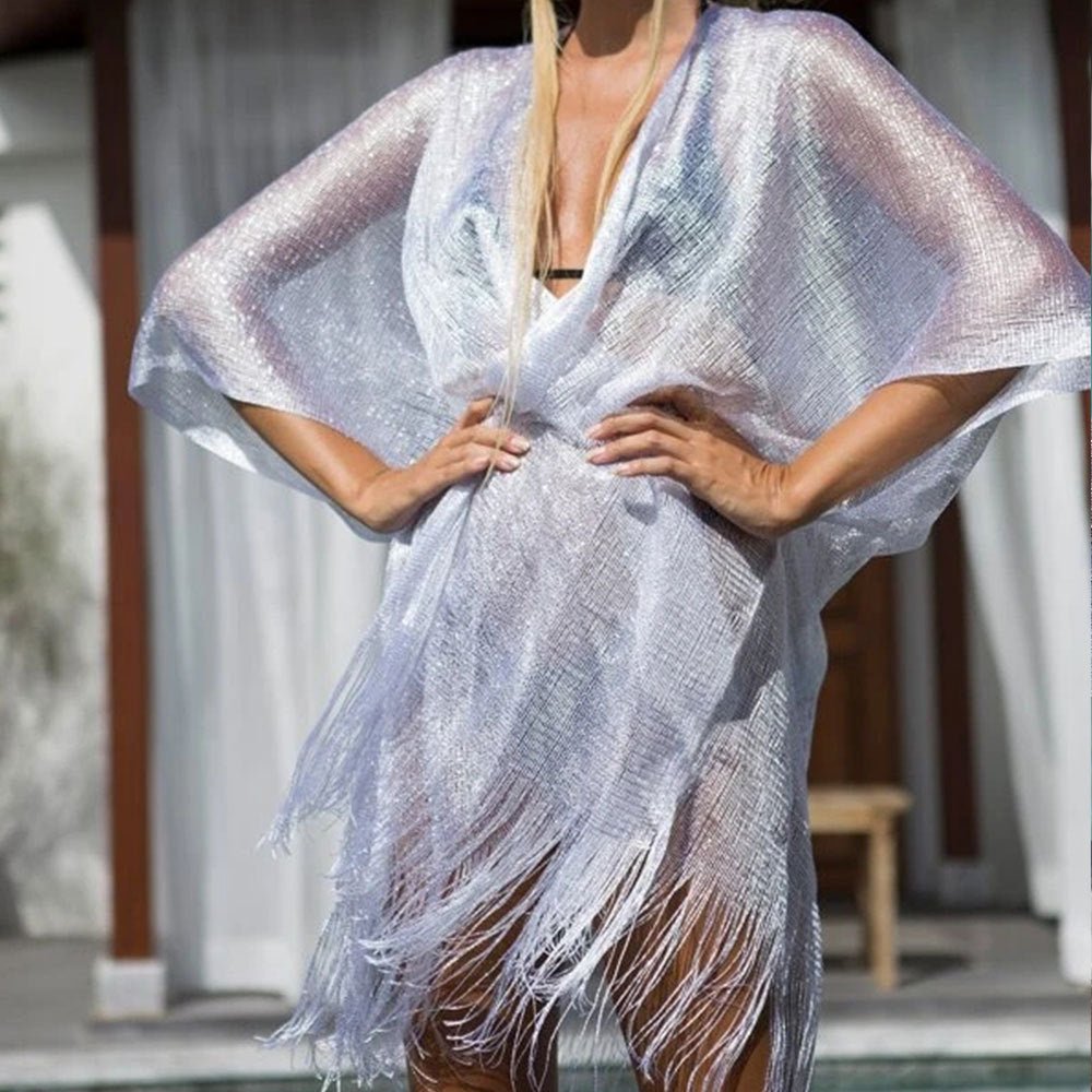 Mesh Gold Silver Beach Cover - Stylish Sun Protection Swimwear - Aqova