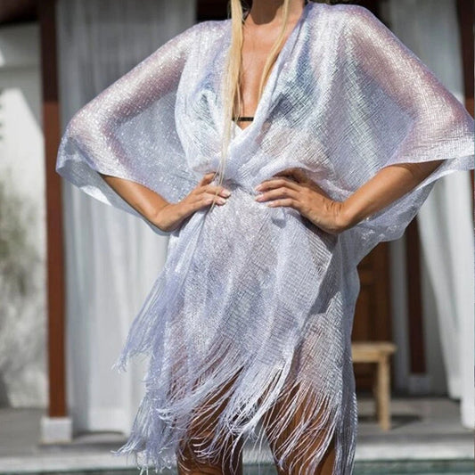 Mesh Gold Silver Beach Cover - Stylish Sun Protection Swimwear - Aqova