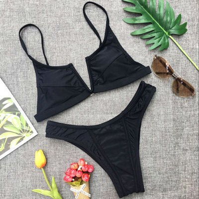 Multi - Color Sexy Bikini Swimsuit - Open Back & High Elasticity Design - Aqova