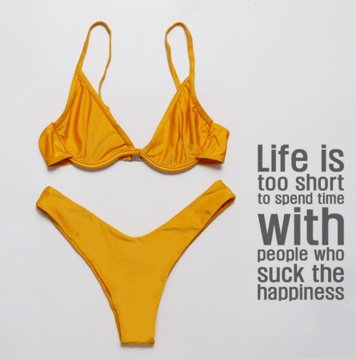 Multi - Color Sexy Bikini Swimsuit - Open Back & High Elasticity Design - Aqova