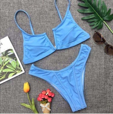 Multi - Color Sexy Bikini Swimsuit - Open Back & High Elasticity Design - Aqova