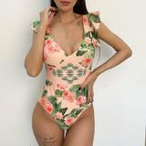 New Deep V One - Piece Swimsuit Women European And American Sexy Bikini Fold Ladies Swimsuit Swimsuit Women - Aqova