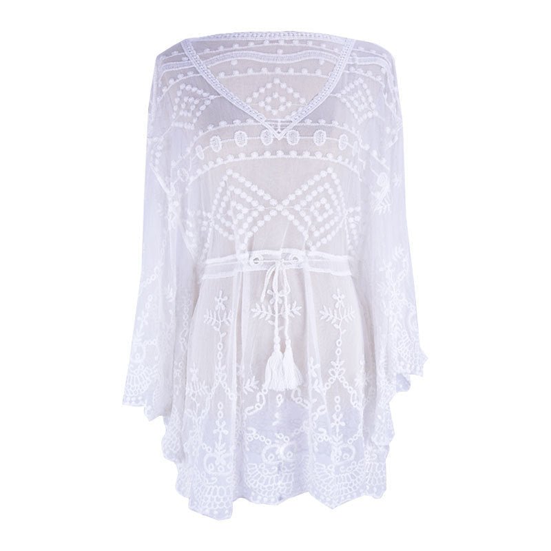 New Lace Swimsuit with Blouse - Elegant Women's Swimwear in White & Black - Aqova