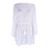 New Lace Swimsuit with Blouse - Elegant Women's Swimwear in White & Black - Aqova