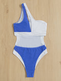 New One Piece Swimsuit Ladies Bikini Colorblock Swimwear - Aqova