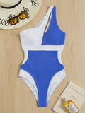 New One Piece Swimsuit Ladies Bikini Colorblock Swimwear - Aqova